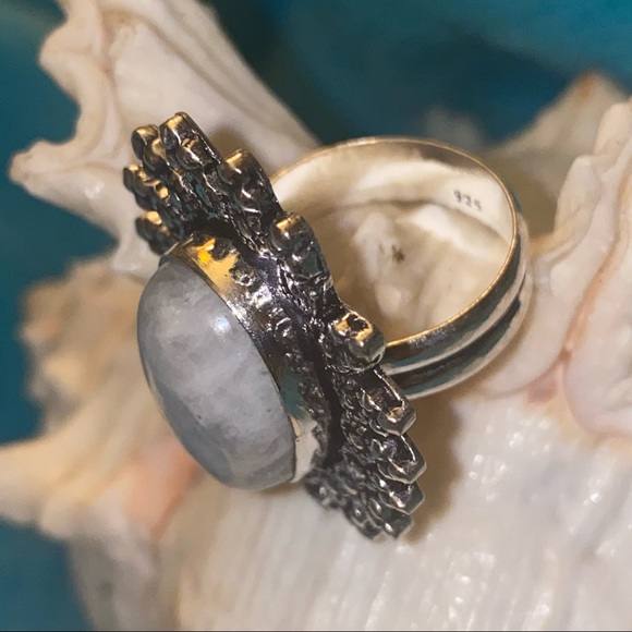 Rainbow moonstone Handmade ring 10 - Picture 4 of 8